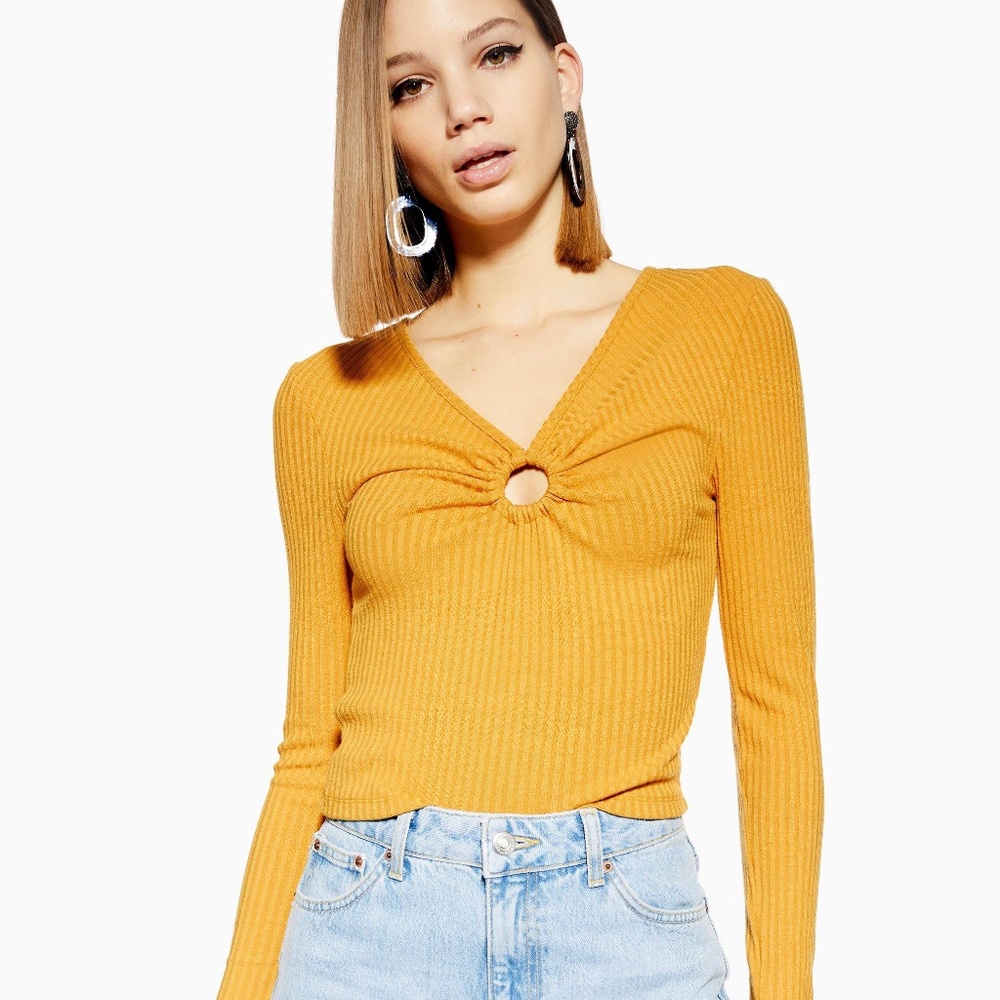 TopShop Mustard Ribbed Long Sleeve